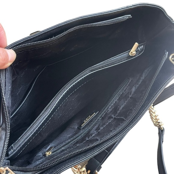 Aldo Snake Print Vegan Leather Satchel Tote Chain Handles Crossbody Strap Animal - Picture 12 of 12